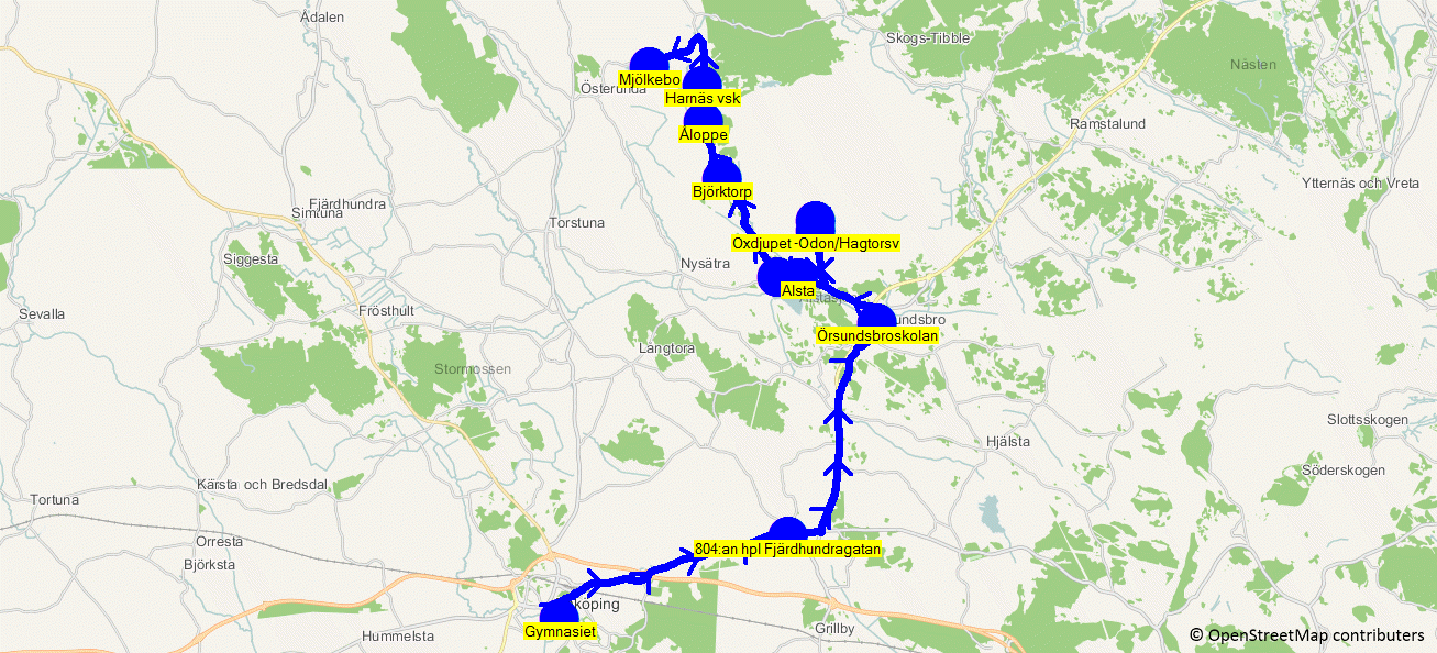 2016-10-21 11:31:32 Karta för Tur 3709 M - F 3709 16.10 17.