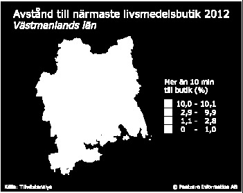 4 Analys 4.1 Lanthandelsbutiker Västmanland är ett till ytan litet län med korta avstånd till service i närliggande tätorter, därav det lilla antalet prioriterade butiker.