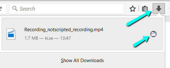 nerladdningspilen, som i Firefox ser ut så här: Klicka på