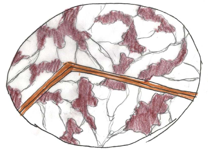 Skissprocessen Anteckningar från mindmap: Full sol. Torrt. Färg: kall-varmkontrast. Mönster: inspiration från spridningsmönster, fält som skapar mönster.