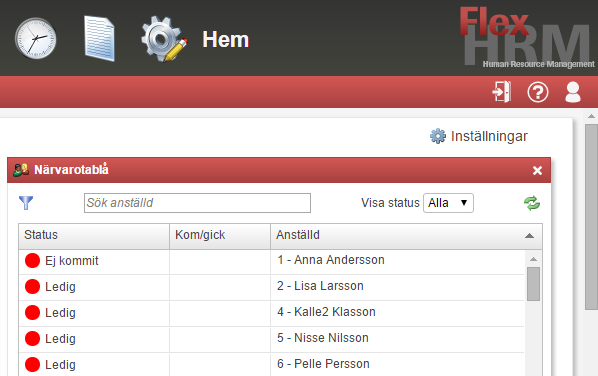 Flex HRM Time Användarmeddelande (maj 2015) 19 Inställningar för startsidan Det finns nu möjlighet för varje användare att välja vilka paneler som ska visas på startsidan samt i vilken ordning de ska