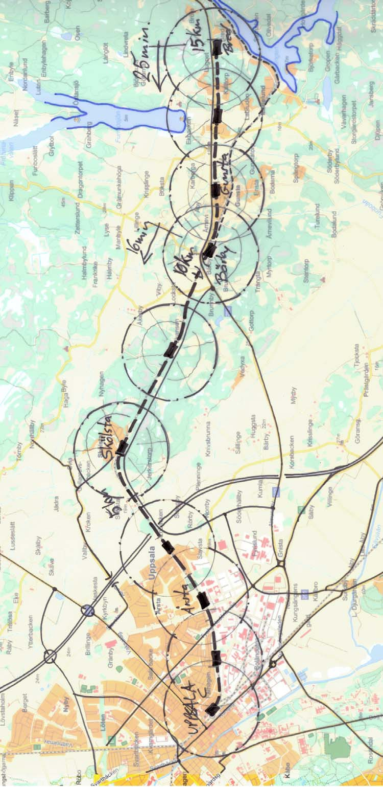 LIGHT RAIL Uppsala C - Skölsta - Bärby - Gunsta - Bred Ny spårväg i Lunnakattens sträckning fram till Bärby.