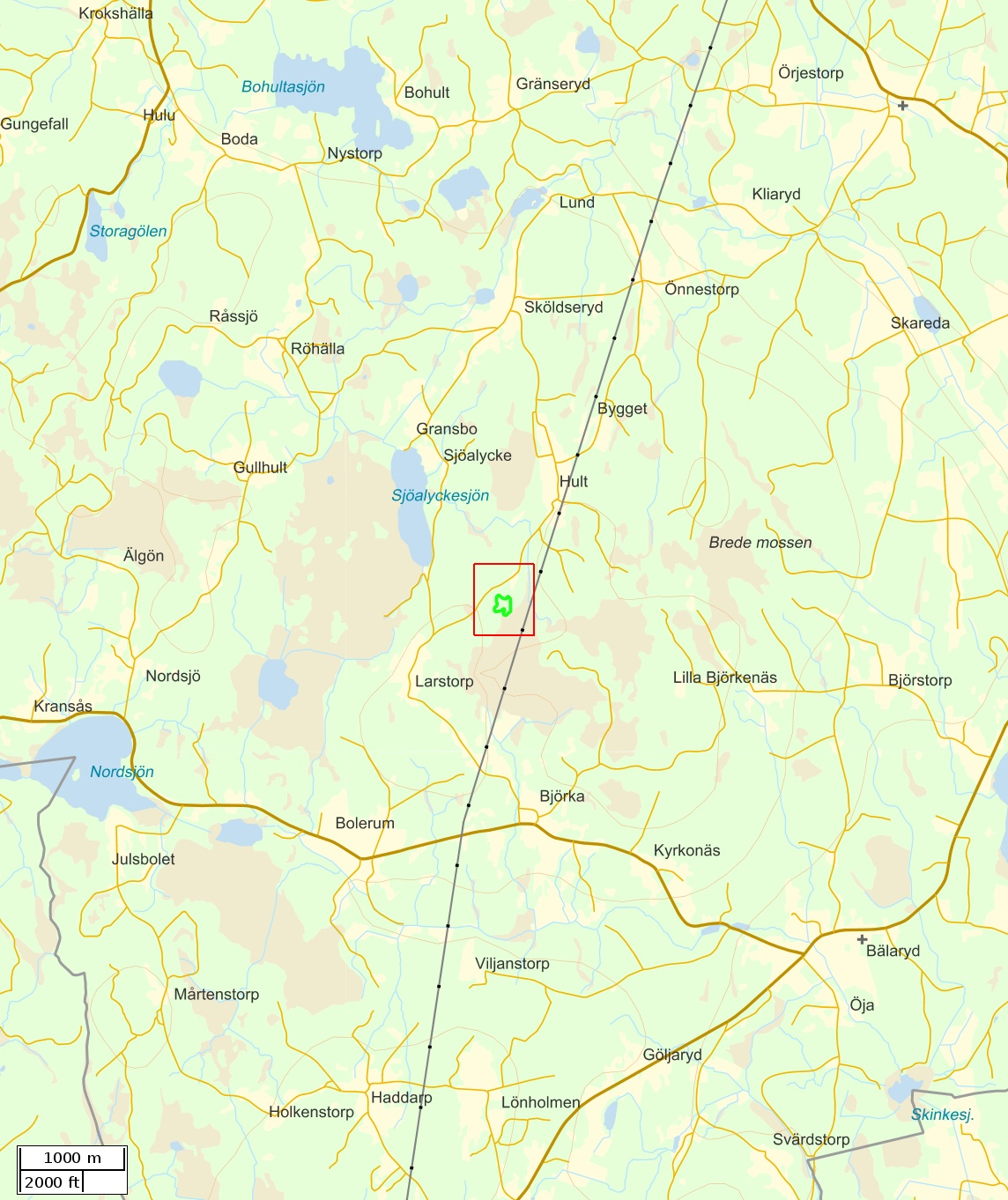 Traktdirektiv 2016-11-28 14:26 Lommaryds-Hult 1:6 Hushållningssällskapet Skog Översiktskarta Skala: ~1:50000