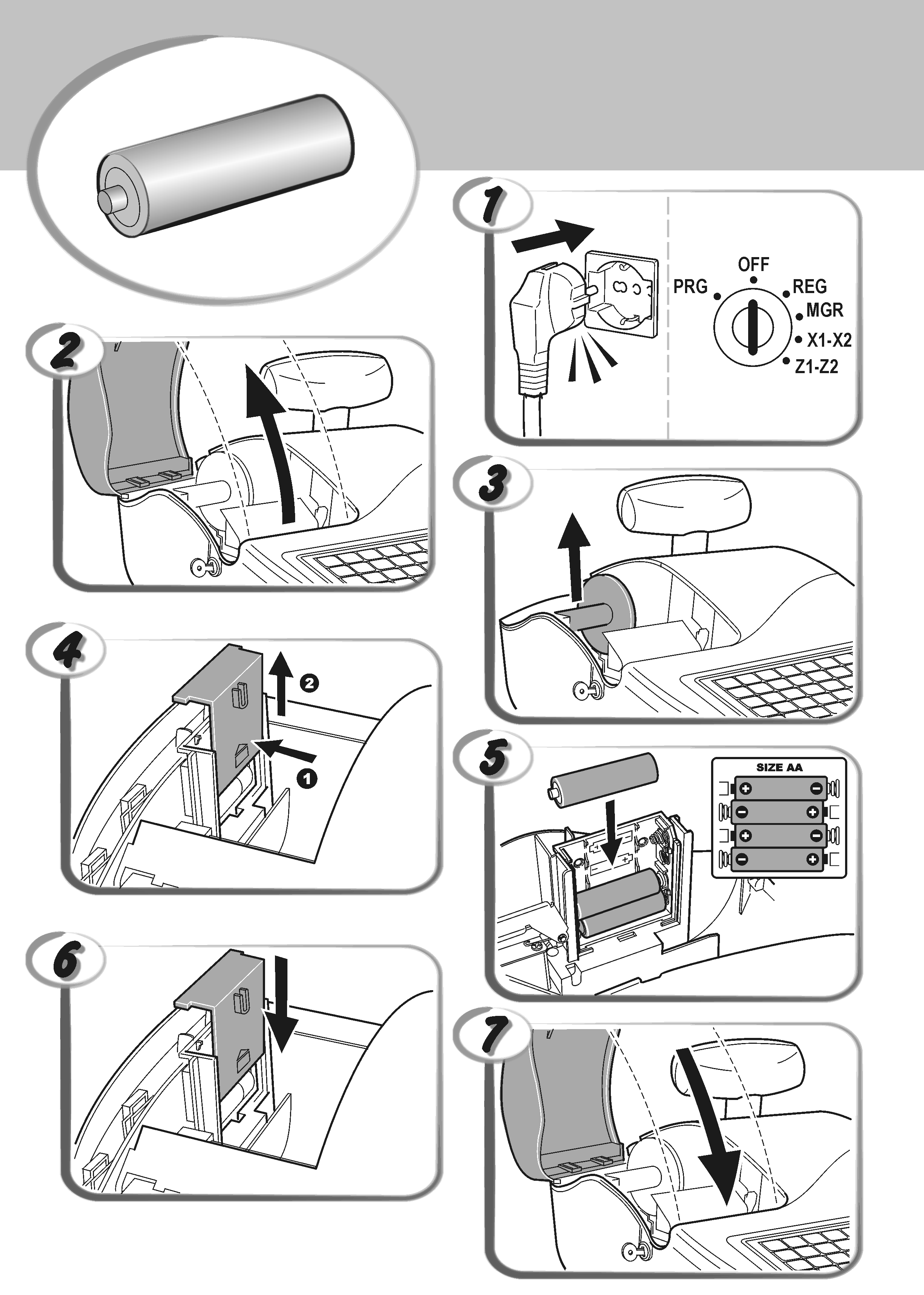 INSERTING MEMORY BACKUP BATTERIES INSÉRER LES BATTERIES TAMPONS DE LA MÉMOIRE BATTERIEN ZUR SPEICHERSICHERUNG EINSETZEN INSERCIÓN DE LAS BATERÍAS DE RESPALDO