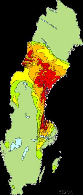 Tjernobylolyckan (Karta hämtad från Miljön, Sveriges