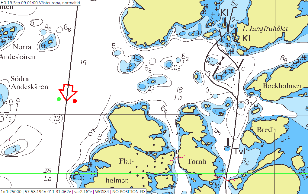 Nästa trånga sund om man går den inre vägen är det vid Flatholmen. Här kan det bli tajt mellan båtarna så man skall visa hänsyn.