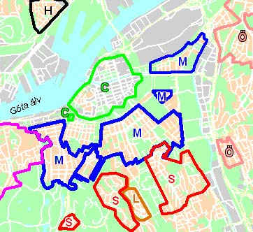 1 Avgränsning Mätningarna har genomförts i fyra områden i centrala Göteborg.