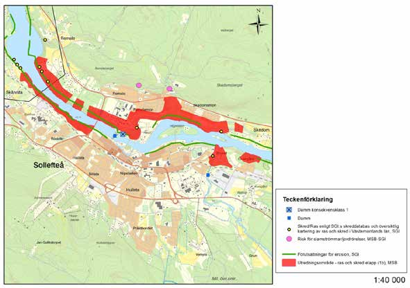 Sida 24 av 114 Risken för översvämning är generellt sett mindre i reglerade vattendrag, såsom Ångermanälven, Faxälven och Fjällsjöälven, eftersom stora flödestoppar kan jämnas ut i