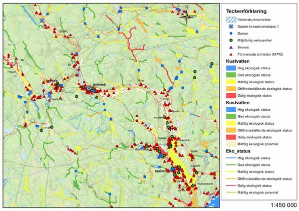 Sida 36 av 114 Figur 22: Översiktlig bild över utvalda verksamheter i södra delen av Sollefteå kommun som påverkar eller kan påverkas av statusen i