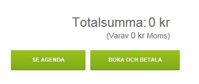 7. Min Agenda När du har återvänt till din bokning efter betalning eller fyllt i alla uppgifter öppnar du din agenda som ligger längst ner under totalsumman eller högst upp till höger på sidan.