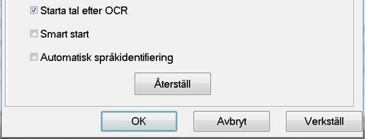 Kolumnläge När denna inställning är aktiv så behandlar OCR-motorn texten kolumnvis, vilket är lämpligt om det är en text i en tidning som skall OCRbehandlas.