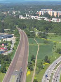 gång- och cykelväg och bussterminalen.