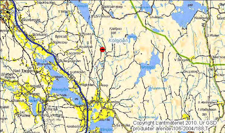 Elfiskestationen i Kölsjöån. Laxtjärnsbäcken, 122-(236) Vid elfisket fångades 16 öringar, vilket utgör en skattad besättningstäthet av 29 öringar per 100 m 2.