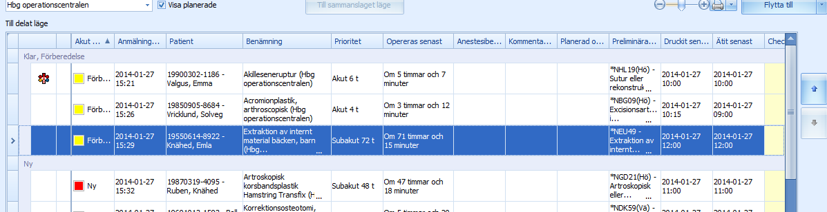 Beroende på arbetssätt på respektive operationsavdelning kan valet Flytta till klar/förberedelse innebära olika saker.