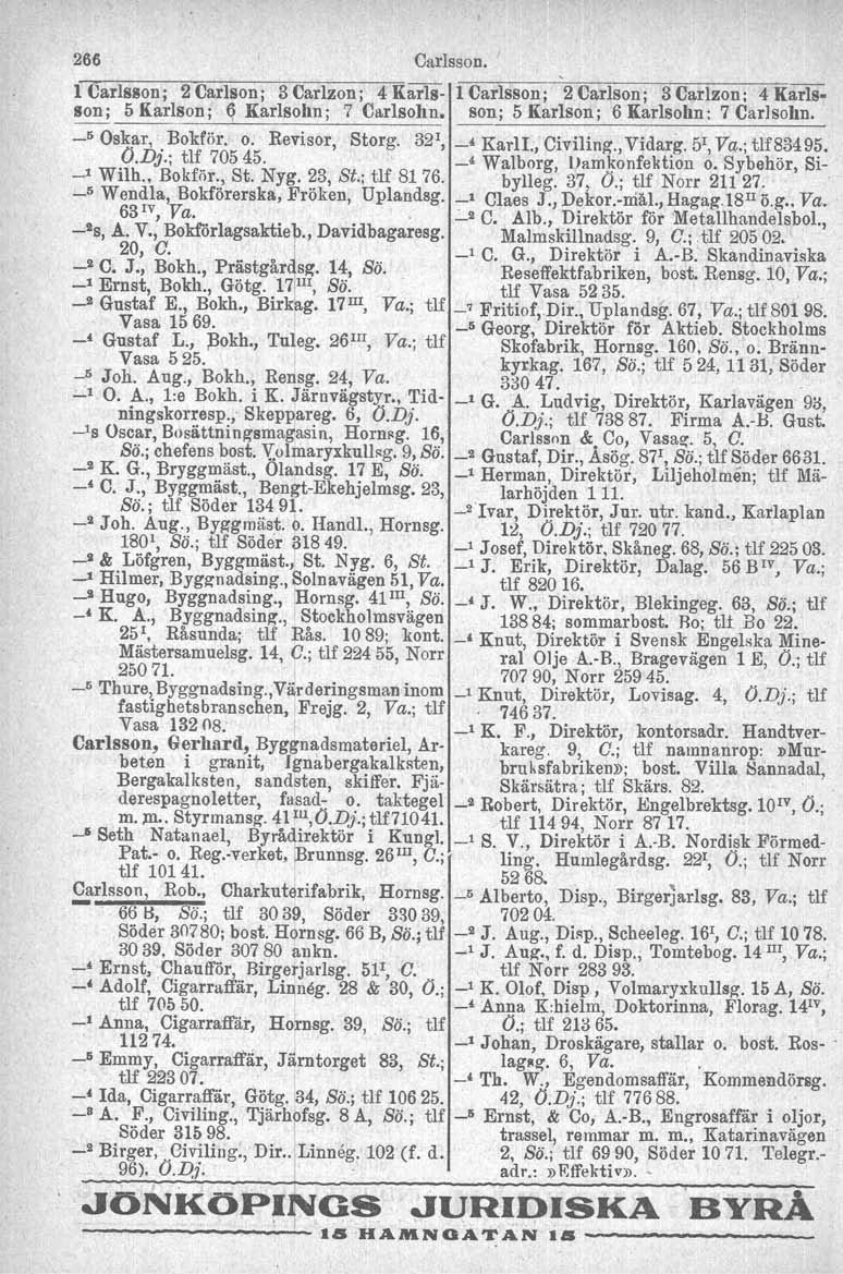 266. Carlsson. l Oarlsson ; 2 Carlson; 3 Carlzon ; 4 Karls- l Carlsson; 2 Carlson; 3 Carlzon ; 4 Karlslon; 5 Karlson; ~ Karlsohn; 7 Carlsohn. son; 5 Karlson; 6 Karlsohn; 7 Carlsohn. _5 Oskar, Bokför.