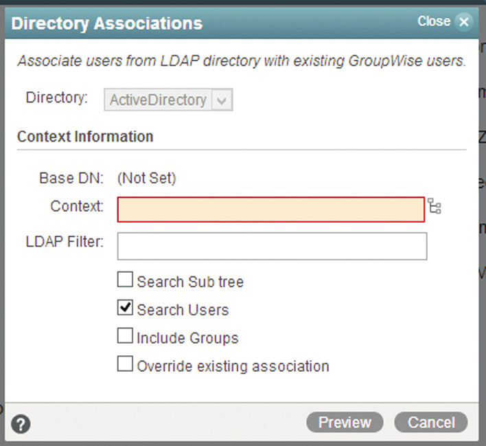 Dra nytta av stödet för Active Directory i GroupWise 2014 LDAP-autentisering är inte aktiverat som standard i ett GroupWise-postkontor.