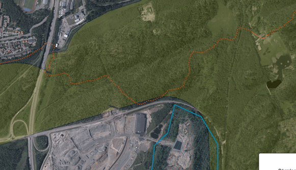 1b HANINGE Företagsområdet Albyberg till Brandbergen Utmaningar Företagsområdet Albyberg består av två etapper varav etapp 1 är under uppbyggnad och etapp 2 håller på att planläggas.