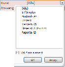 När tabellen är filtrerad visas en filtersymbol i stället för listpilen. Vill du åter igen visa alla element i pivottabellen klickar du på listpilen och markerar (Markera allt) ((Select All)).