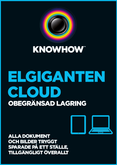 Cloud Unlimited CLOUDUNLIM Ta vara på dina personliga data, vikgga filer och oersäpliga minnen. Med Elgiganten Cloud får du både lagringsplats och kongnuerlig säkerhetskopiering på internet.