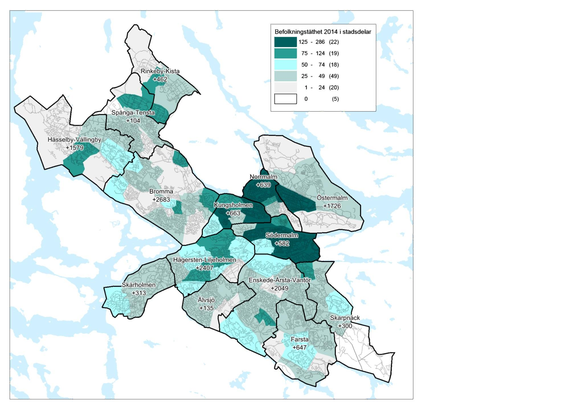 För att tydligare ge en förklaring till tolkning av kartan ges ett exempel från ett stadsdelsområde.