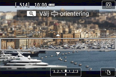 Placera den vita ramen över det område där du vill att bilden ska vara skarp.