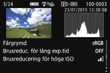 Histogramvisning (RGB) Information om bildstil Information om färgrymd/
