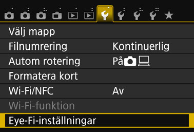 H Använda Eye-Fi-kort Med hjälp av ett förinställt Eye-Fi-kort, som finns att köpa i handeln, kan du automatiskt överföra bilder som du tagit till en dator eller till en onlinetjänst via trådlöst LAN.