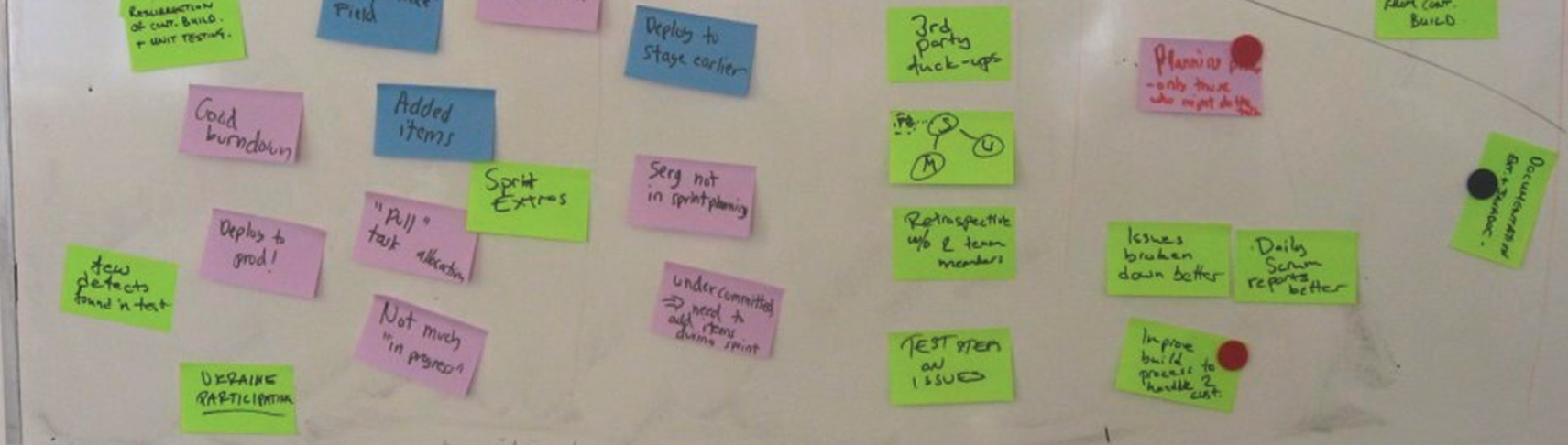 acceptance tests pass or fail Failed acceptance tests are collected for next iteration Scrum master have closing discussion with customers and bring the most important bits back to the team