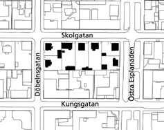 7 Tidig egnahemsbebyggelse i kv Uller, 1917 Egnahemsbebyggelse i norra delen av kvarteret Uller. Uller 10 i förgrunden.