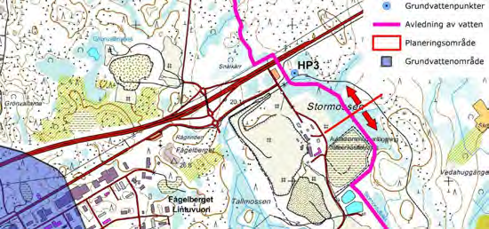 Figur 6-2. Närmaste grundvattenområden, Westenergy Oy Ab:s och Stormossen Oy Ab:s kontrollpunkter för grundvattnet.