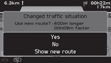 04 Trafikinformation Undvika trafikproblem Innan vägledning påbörjas Inställningar Vägvalsinställningar I samband med att en ny färdplan läggs in i navigatorn: Välj om systemet ska ta hänsyn till