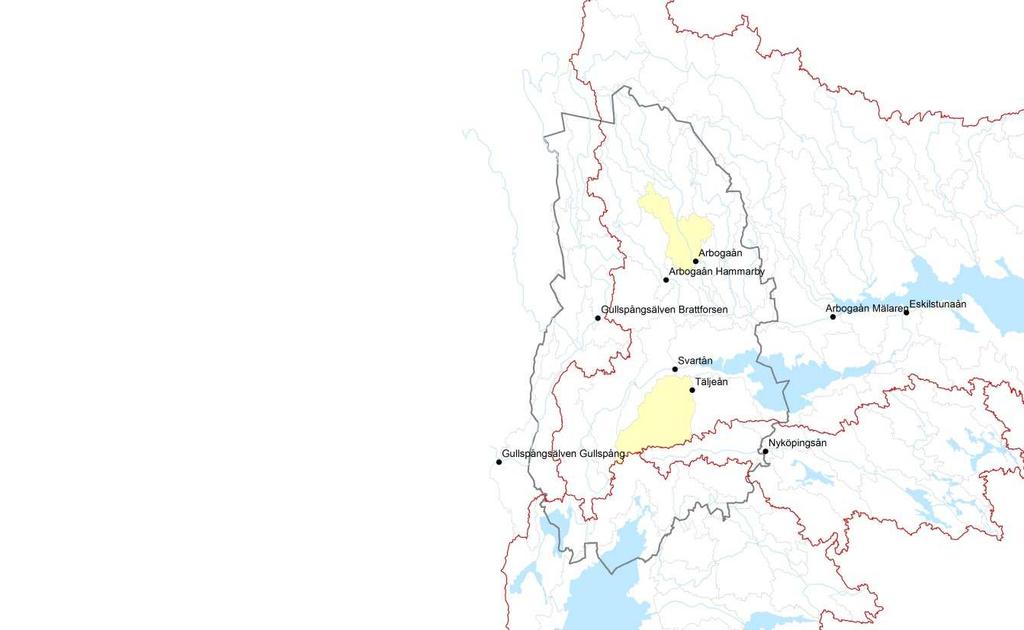 6 Total medeltillrinning Avsnittet behandlar den totala tillrinningen dvs. det ackumulerade flödesbidraget från alla avrinningsområden som ligger uppströms, även utanför länsgränsen.