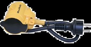 Artikelnummer: 108723 Pris: 70:- (56:-) Grenuttag 2-V M Lock 15m Grenuttag med gummikabel 16A/230V.