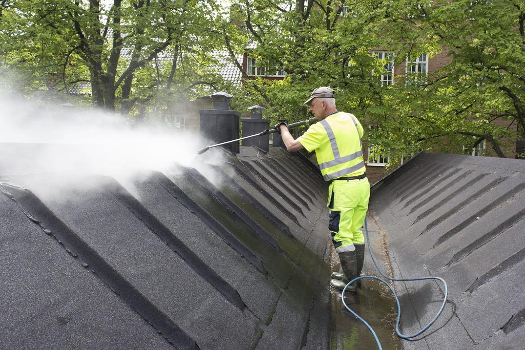 Bestående rent. HUR? Brukslösning. 1 liter räcker 9ll ca 10 kvm. Lågtrycksspruta, roller, pensel.