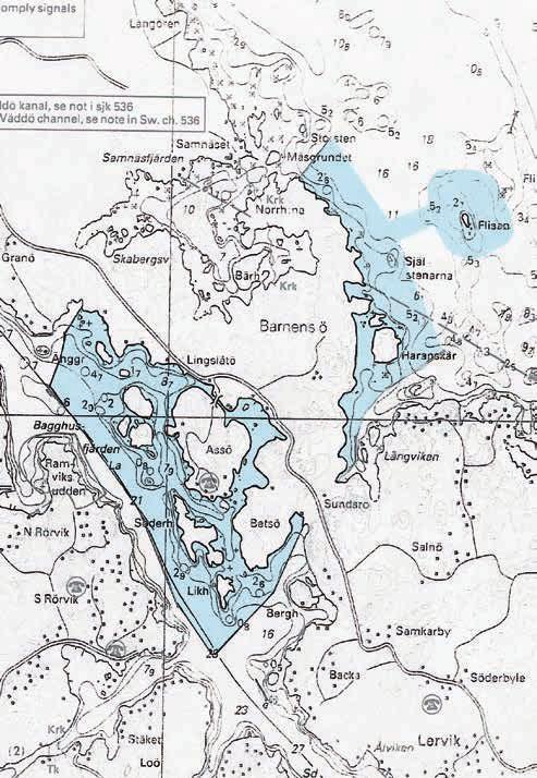 BARNENS Ö TDA-1, TDA-2. Skärgård i i Bagghusfjärden och och Ålands Ålands hav, hav, ca 20 ca km 20 no km Norrtälje. no Norrtälje. Båt- Båtsportkort 611 611 NE.