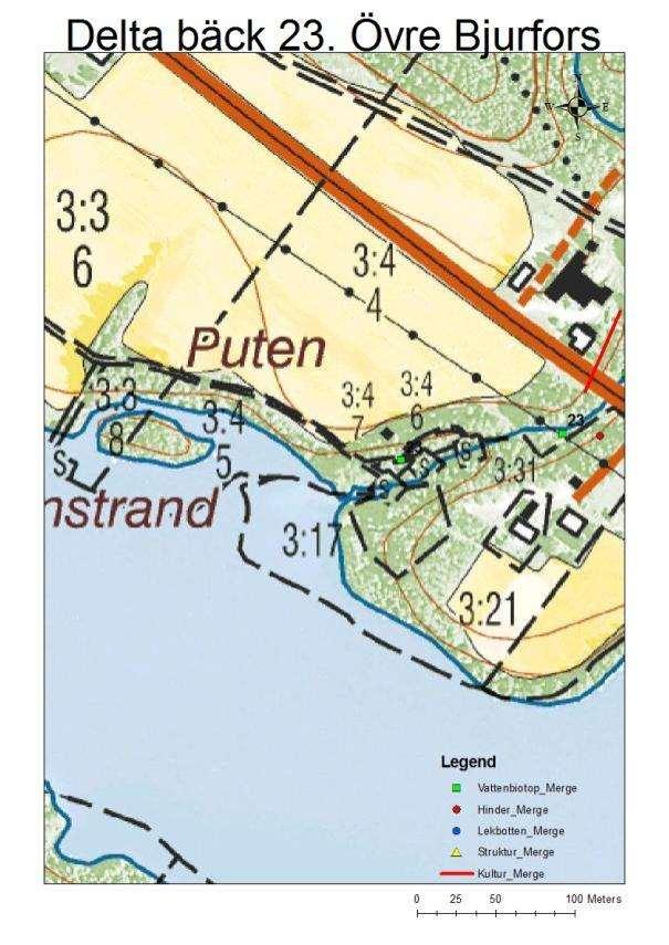 Bäck 23 Figur 98. Karta över bäck 23 s delta.