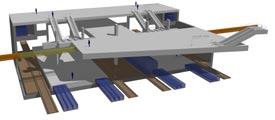JÄRNVÄGSUTREDNING VÄSTLÄNKEN Fig 3.5 Sprängperspektiv av station i lera. Perspektivbilderna visar en fyrspårstation. Plattformarna är delade i olika zoner.