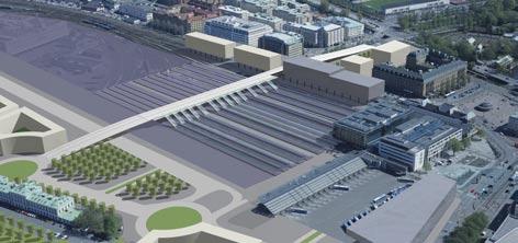 till 18 spår med för bangårdens utformning och av planerad utveckling en reserv om ytterligare 8 spår. Plattformarna behöver av resecentrum samt av möjligheter för framtida breddas och förlängas.
