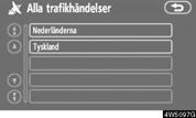 AVANCERADE FUNKTIONER (h) Alla trafikhändelser 1. Tryck på knappen MENU för att visa skärmen Meny och tryck på RDS- TMC.