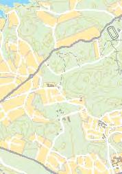 Vid naturområdets nordvästra hörn (strax norr om Segeltorpshallen) delar sig stråket i två. En gångförbindelse leder söderut mot kolartorp och grönstråket V22.