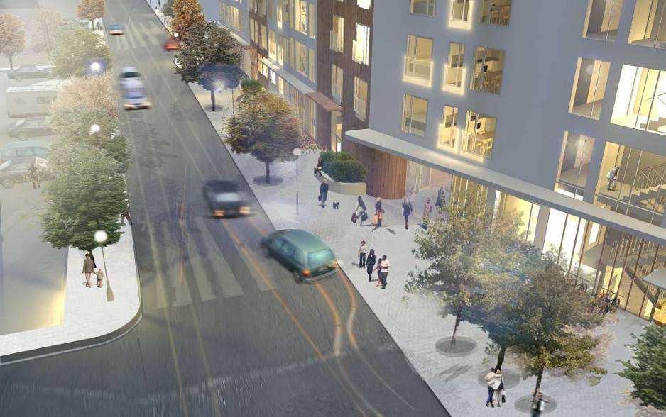 Sida 14 (24) Illustration, portik och torg mot Bredängs Allé (Kirsh+Dereka Arkitekter) Park och landskapsgestaltning Mot parken utgör garagevåningen en terrass för ovanliggande lägenheter.