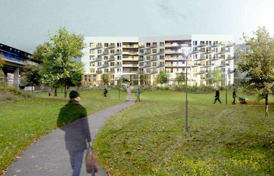Sida 16 (24) Illustration, parkfasad (Urbio och Kirsh+Dereka Arkitekter) Torg plantering Park fastighetsgräns Illustration, portik och bostädernas möte med parken (Urbio) Naturmiljö Planområdet