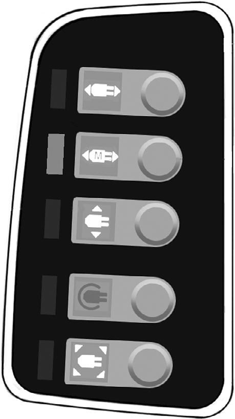 4.7.3 Byta styrningsdriftsätt Den lysande stapeln till vänster bredvid knappen visar aktuellt styrningsdriftsätt. Välj bland de upplysta (vitmarkerat) körlägen i den aktuella körsituationen.