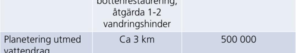 Exempel på sådana åtgärder är bl a restaurering av vattendragens hydrologi och morfologi, åtgärder för att minska erosion, alternativa reningsanläggningar (kvävemur, kalkdiken,