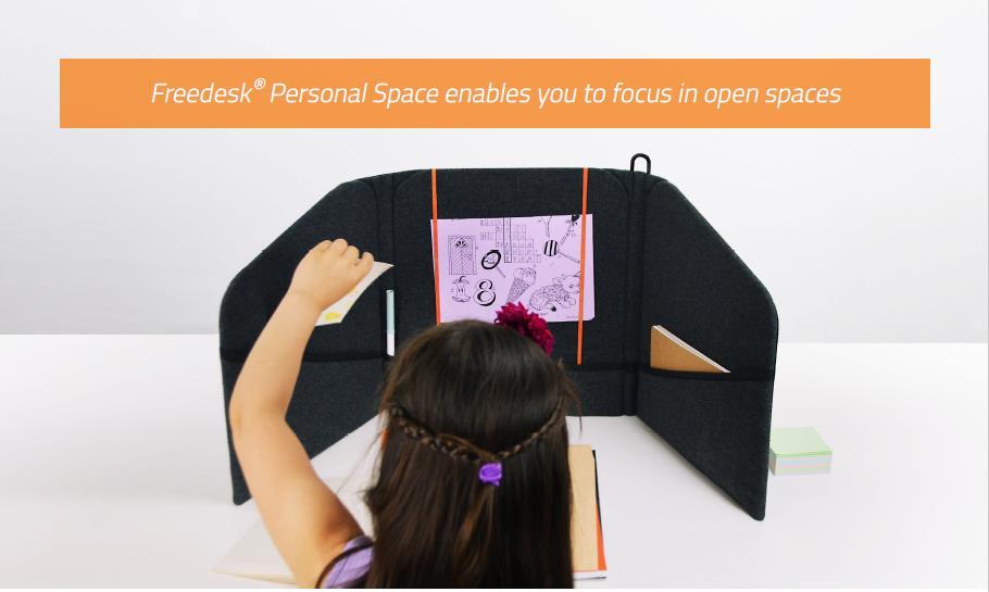Freedesk Personal Space gör att du kan fokusera i öppna utrymmen Freedesk Personal Space Freedesks