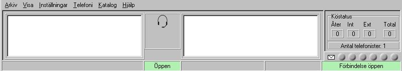 2.4 Öppna platsen för trafik Telefonistfönstret för Marvin visas på skärmen när du angett korrekt användarnamn och lösenord. Förbindelsen mot AXE har öppnats.