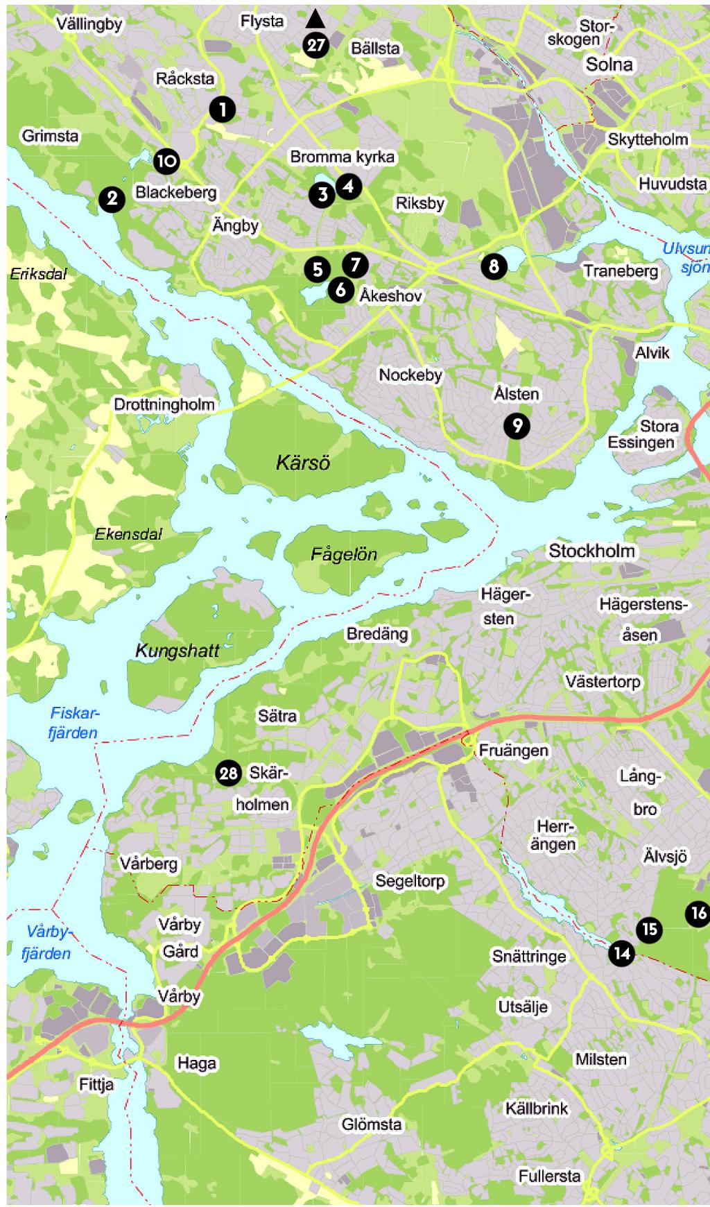 Anlagda groddjursdammar i Stockholm Bromma 1. Söderbergakärret 2. Kanaandammen 3. Kyrksjödammen 4. Kolonidammen 5. Judarn - Lilla dammen 6. Salamanderdammen 7. Ryssmurdammen 8. Lillsjödammarna 9.