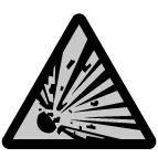 I annat fall kan trycket i batteriet stegras och leda till en explosion. Utsätt inte batteriet för öppna lågor eller gnistor, eftersom det bildar en explosiv och lättantändlig gas.