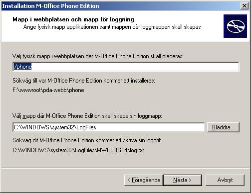 Ange IP-adress eller DNS-namn på den dator där WTS-tjänsten är installerad. Ange även den port varifrån WTS-tjänsten lyssnar på Phone Editions kommunikation.