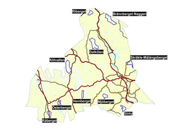 8H50122.122.125 Figur 104: Ljusdals kommuns utpekade områden för vindkraft. Utdrag ut Ljusdals kommuns tillägg till ÖP, 2012-11-19.